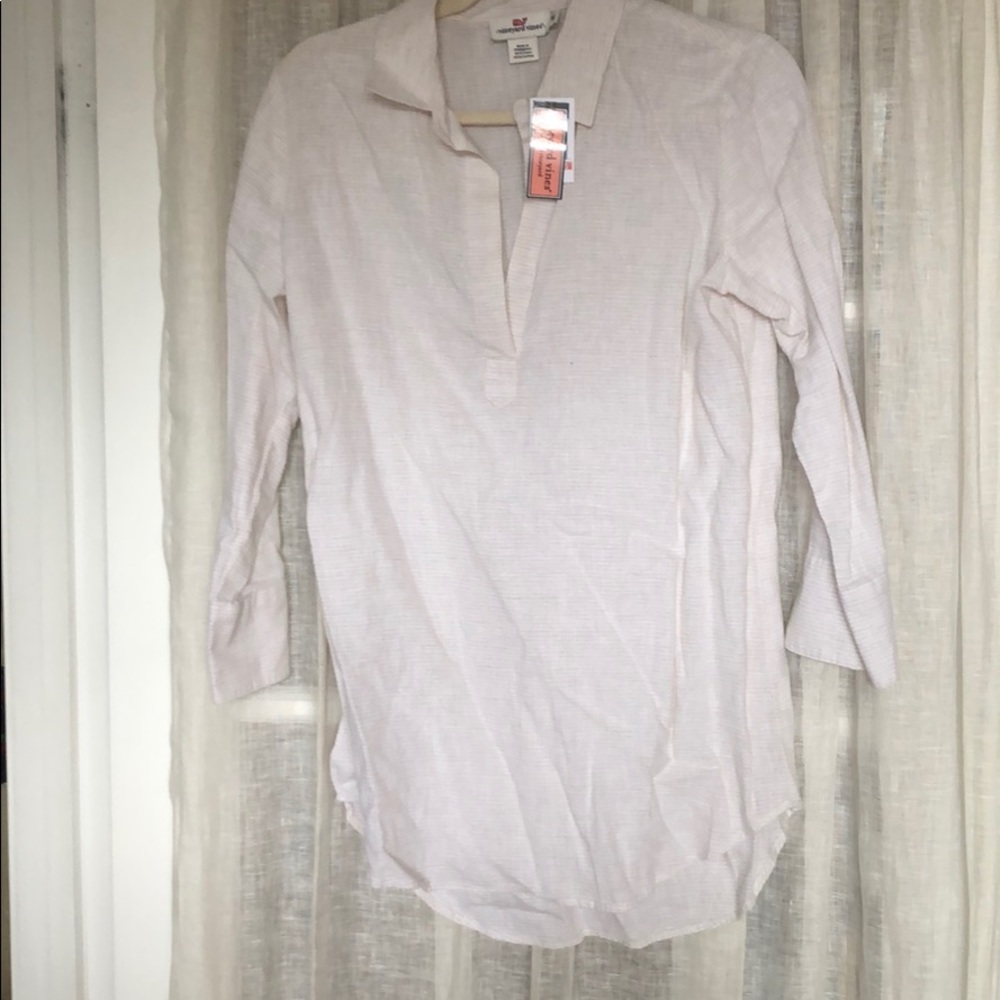 Vineyard Vines linen white & beige tunic NWT XS